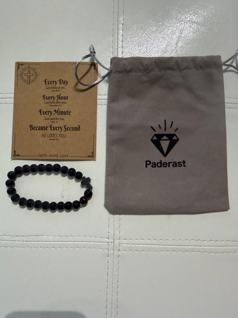 Men's Black Beaded Cross Bracelet